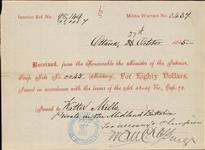 Receipt - Mills, Walter - Private - Midland Battalion - Scrip number 45 [between 1885-1913]