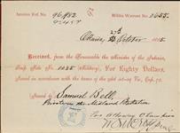 Receipt - Bell, Samuel - Private - Midland Battalion - Scrip number 85 [between 1885-1913]