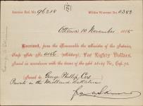 Receipt - Cox, George Phillip - Private - Midland Battalion - Scrip number 156 [between 1885-1913]