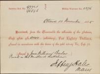 Receipt - Barlow, Jesse William - Private - Midland Battalion - Scrip number 140 [between 1885-1913]