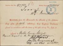Receipt - Stewart, Walter Francis - Paymaster Stewart - Midland Battalion - Scrip number 116 [between 1885-1913]
