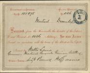 Receipt - Laurie, Walter - Gunner - Montreal Brigade Garrison Artillery - Scrip number 36 [between 1885-1913]
