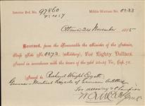 Receipt - Eggett, Richard Wright - Gunner - Montreal Brigade Garrison Artillery - Scrip number 273 [between 1885-1913]