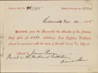 Receipt - Rowe, James - Private - Midland Battalion - Scrip number 260 [between 1885-1913]