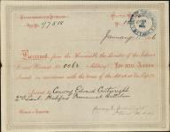Receipt - Cartwright, Conway Edward - Private - Halifax Provisional Battalion - Scrip number 63 [between 1885-1913]