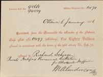 Receipt - Schrage, Richard - Private - Halifax Provisional Battalion - Scrip number 497 [between 1885-1913]
