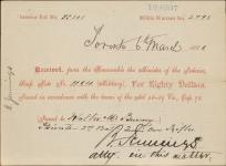 Receipt - McBurrey, Walter - Private - Second Battalion Queen's Own Rifle - Scrip number 1164 [between 1885-1913]