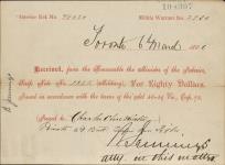 Receipt - Winter, Charles Clare - Private - Second Battalion Queen's Own Rifle - Scrip number 1185 [between 1885-1913]