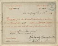 Receipt - Bonnycastle, Richard - Captain -Midland Battalion - Scrip number 113 [between 1885-1913]