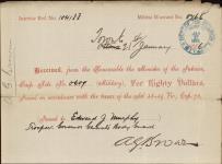 Receipt - Murphy, Edward - Trooper - Governor General Body Guard - Scrip number 609 [between 1885-1913]