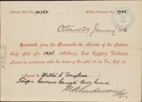 Receipt - Douglass, Walter S. - Trooper - Governor General Body Guard - Scrip number 698 [between 1885-1913]