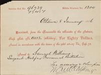Receipt - Williams, Samuel - Sergeant - Halifax Provisional Battalion - Scrip number 412 [between 1885-1913]