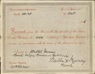 Receipt - Murray, Walter - Private - Halifax Provisional Battalion - Scrip number 104 [between 1885-1913]