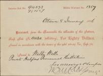 Receipt - Wells, Walter - Private - Halifax Provisional Battalion - Scrip number 430 [between 1885-1913]