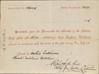 Receipt - Lattimore, Archie - Private - Midland Battalion - Scrip number 594 [between 1885-1913]