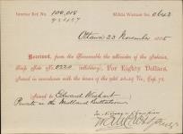 Receipt - Wishart, Edward - Private - Midland Battalion - Scrip number 220 [between 1885-1913]
