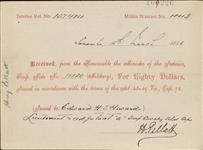 Receipt - Heward, Edward H. J. - Lieutenant - B Battery Regiment Canadian Artillery - Scrip number 1430 [between 1885-1913]