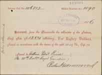Receipt - Price, Arthur Edward - Private - Tenth Battalion Royal Grenadiers - Scrip number 1254 [between 1885-1913]
