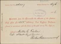 Receipt - Fowler, Walter G. - Corporal - Private - Tenth Battalion Royal Grenadiers - Scrip number 1255 [between 1885-1913]