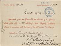 Receipt - Phillips, George - Private - Tenth Battalion Royal Grenadiers - Scrip number 1441 [between 1885-1913]