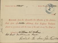 Receipt - Atkins, William H. L. - Color Sergeant - Midland Battalion - Scrip number 4432 [between 1885-1913]