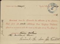 Receipt - Atkins, Francis - Private - Midland Battalion - Scrip number 4431 [between 1885-1913]