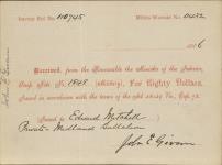 Receipt - Mitchell, Edward - Private - Midland Battalion - Scrip number 1848 [between 1885-1913]