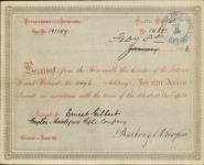 Receipt - Gilbert, Ernest - Bugler - Battleford Rifle Company - Scrip number 76 [between 1885-1913]