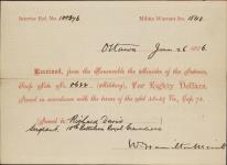 Receipt - Davis, Richard - Sergeant - Tenth Battalion Royal Grenadiers - Scrip number 622 [between 1885-1913]