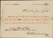 Receipt - Gray, Samuel - Private - Tenth Battalion Royal Grenadiers - Scrip number 693 [between 1885-1913]