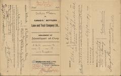 Eden, Arthur Francis of Winnipeg, Manitoba, Land Commissioner (in trust for) The Manitoba and North Western Railway Company of Canada to Canada Settlers Loan and Trust Company (Limited) of a certain lien given by Lars Oman 27 May 1890-5 September 1891