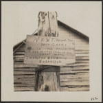 [A handwritten sign advertising Jack Carey's talk in Yellowknife, NWT] 1939.