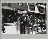 Mrs. Pearson, wife of the Prime Minister, speaking during the opening ceremony of the Campobello International Park August 1964.