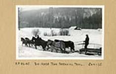 (Relief Projects - No. 82). Merritt-Princeton, BC. Highway construction RP 82-45, Six horse team breaking snow trail January to February, 1935