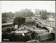 [View of widening of Plaza Bridge, construction of the driveway and construction of the National Memorial looking west] August 31, 1938