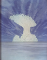 Still image of a thundercloud rising above a lower level bank of clouds 8 July 1992.