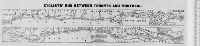 Cyclists' run between Toronto and Montreal. [cartographic material] 1896