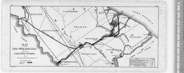 Map showing Line of Welland Canal between Lakes Erie & Ontario. [cartographic material] 1916