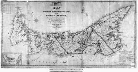 Map of Prince Edward Island in the Gulf of St. Lawrence, comprising the latest topographical information afforded by the Surveyor Generals Office and other authentic sources. The sea coast, rivers etc. being laid down from the survey recently completed by Captain H.W. Bayfield R.N. By George Wright Esqr. Surveyor General, 1852, with corrections and additions to 1874 by H.J. Cundall, LS. [cartographic material] 1874.