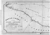 Wreck chart of the Island of Anticosti for ten years from 1870 to 1879 by David Têtu, receiver of wrecks. Prepared in the Department of Public Works under direction of J.C. Taché by R. Saucier. [cartographic material] 1879