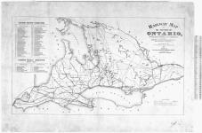 Railway map of the Province of Ontario, shewing Lines Chartered since Confederation by the Dominion and Ontario Legislatures, and those already constructed...1875. [cartographic material] 1875