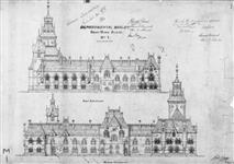 East Block, Parliament Buildings, Ottawa. Departmental buildings. Righthand block, no. l. East and north elevations. / Stent and Laver, architects 1863.