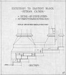 East Block, Parliament Buildings, Ottawa. Departmental buildings. Extension to eastern block. Detail of stone steps at north tower entrance [19--]