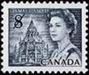 [Queen Elizabeth II, shown with an image of the Library of Parliament] [philatelic record] 1971