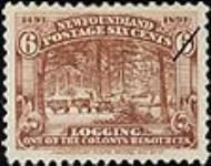 1497-1897, logging, one of the colonys [sic] resources [philatelic record] n.d.