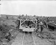 Bringing Canadian wounded to the Field Dresseing Station. Vimy Ridge. April, 1917 Apri1, 1917.