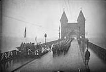 Battalions of 2nd Canadian Division passing Corps Commander on Bonn Bridge. Dec., 1918