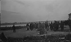 Dogrib dance at night Schooner landing, Fort Rae, N.W.T 1923