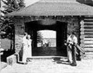 The Entrance to Golf Club House, Waskesiu Lake in background, Prince Albert National Park, Sask Aug., 1935