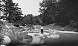 Harold [Boyd] fishing in the Don River, Ont 9 July, 1916